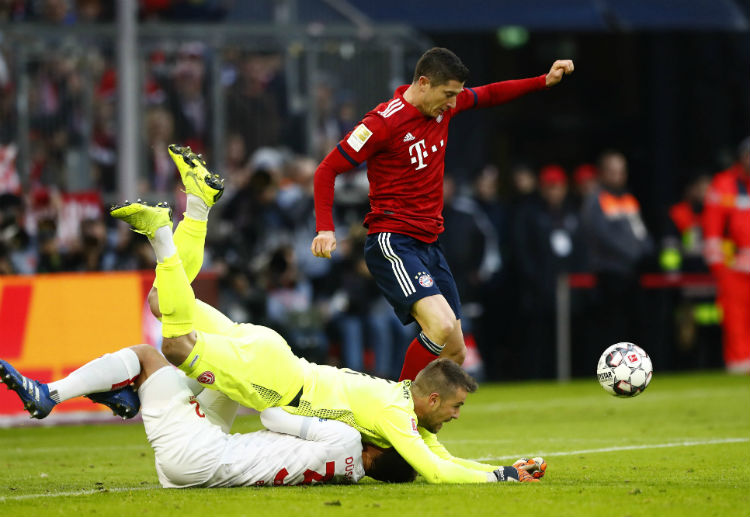 Bayern Munich striker Robert Lewandowski ready for their bundesliga match against Eintracht Frankfurt