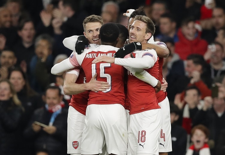 Aaron Ramsey scores for Arsenal during their Europa League clash with Napoli