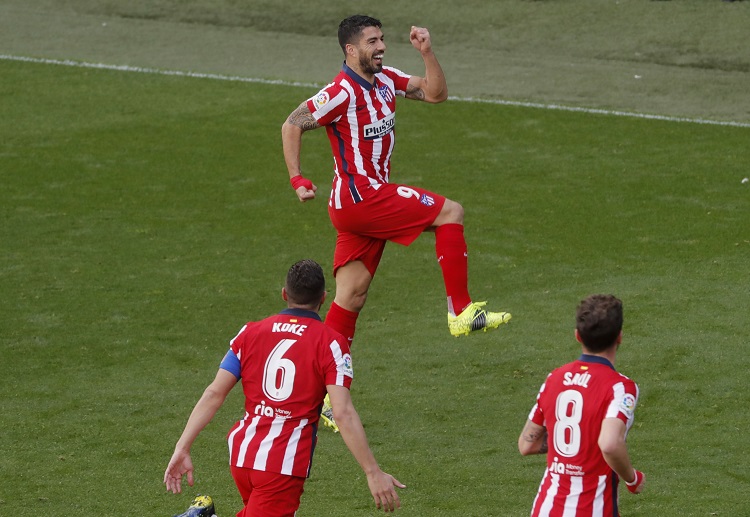 Luis Suarez celebrates after Atletico Madrid's La Liga victory over Cadiz