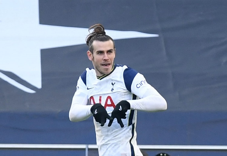 Gareth Bale celebrates scoring his second goal for Spurs vs Burnley in the Premier League