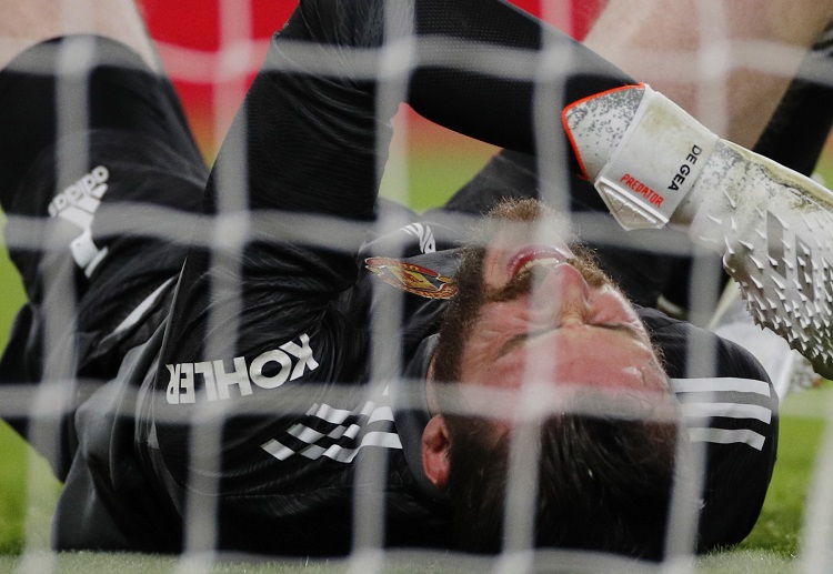 Manchester United's David de Gea down injured during the Premier League match against Arsenal