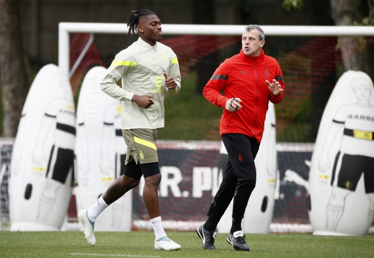 Rafael Leao of AC Milan return to training for their Champions League semifinal match against Inter Milan