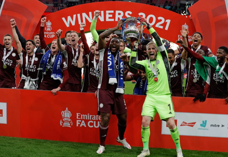 Leicester City lift the FA Cup trophy for the first time in their history